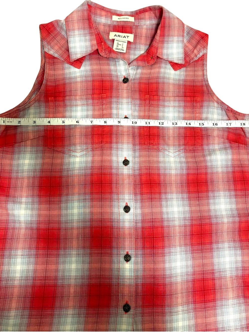 Ariat Women’s Billie Jean Sleeveless Shirt - Fair Plaid - Women’s Small - Picture 9 of 13